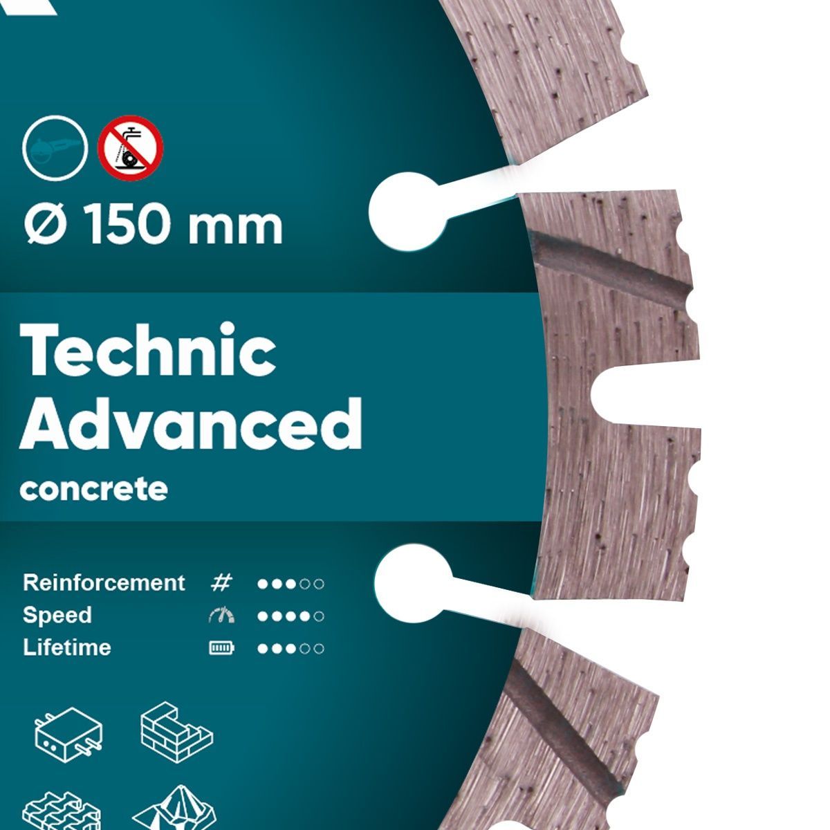 Круг алмазный отрезной 1A1RSS/C3 150x2,3/1,5x11x22,23-12-HIT Technic Advanced