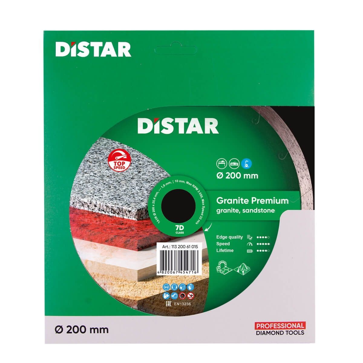 Круг алмазний вiдрiзний 1A1R 200x1,8x10x25,4 Granite Premium