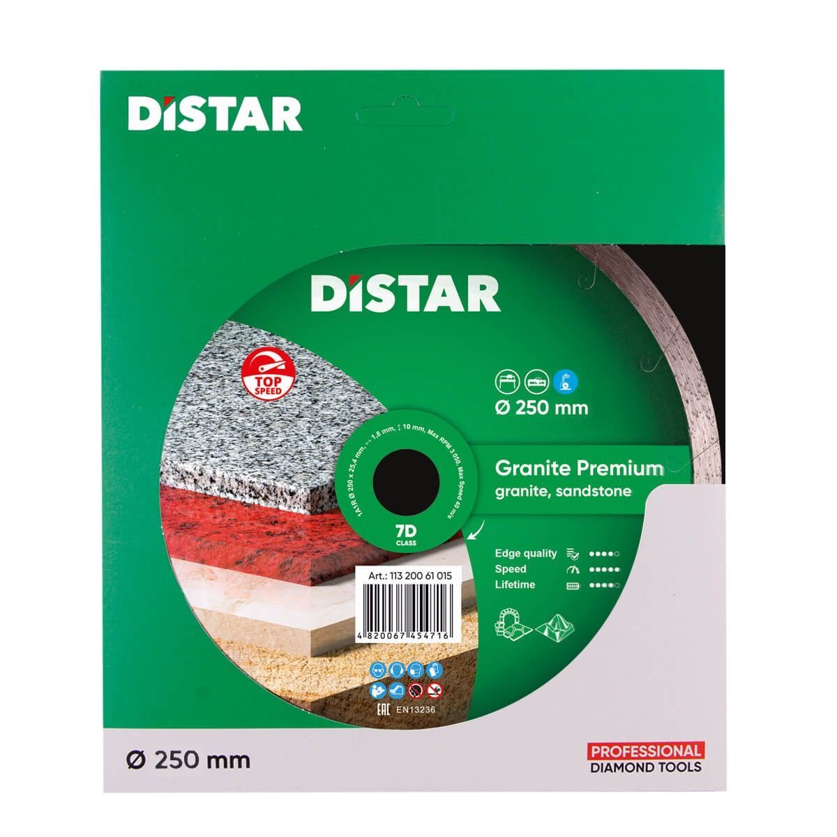 Круг алмазний вiдрiзний 1A1R 250x1,8x10x25,4 Granite Premium