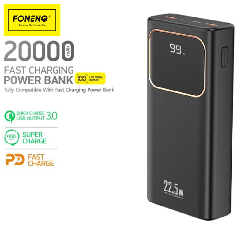 УМБ FONENG Power Bank 20000 mAh (РК дисплей) чорний P58