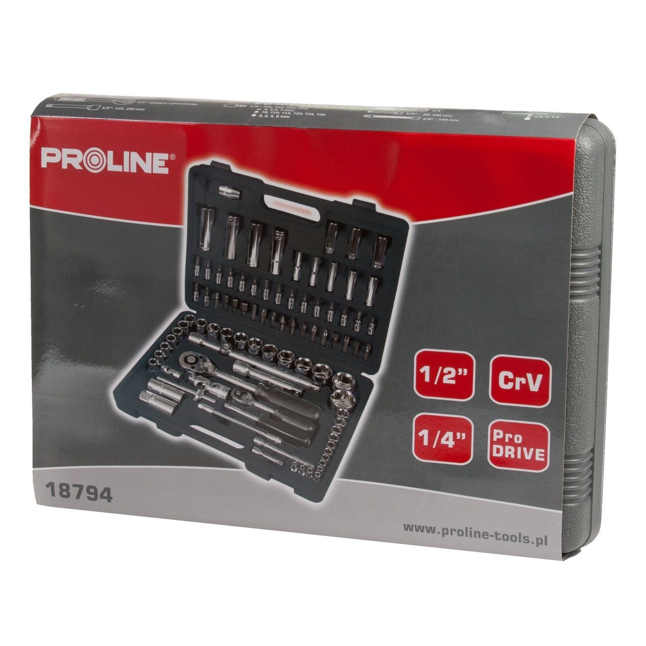 Набір головок 94шт 1/2" ; 1/4" (4-32мм) CrV PROLINE 18794