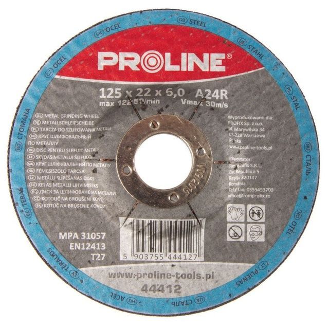 Круг шлифовальный по металлу 115 х 6 х 22мм (изогнутый профиль) PROLINE 44411