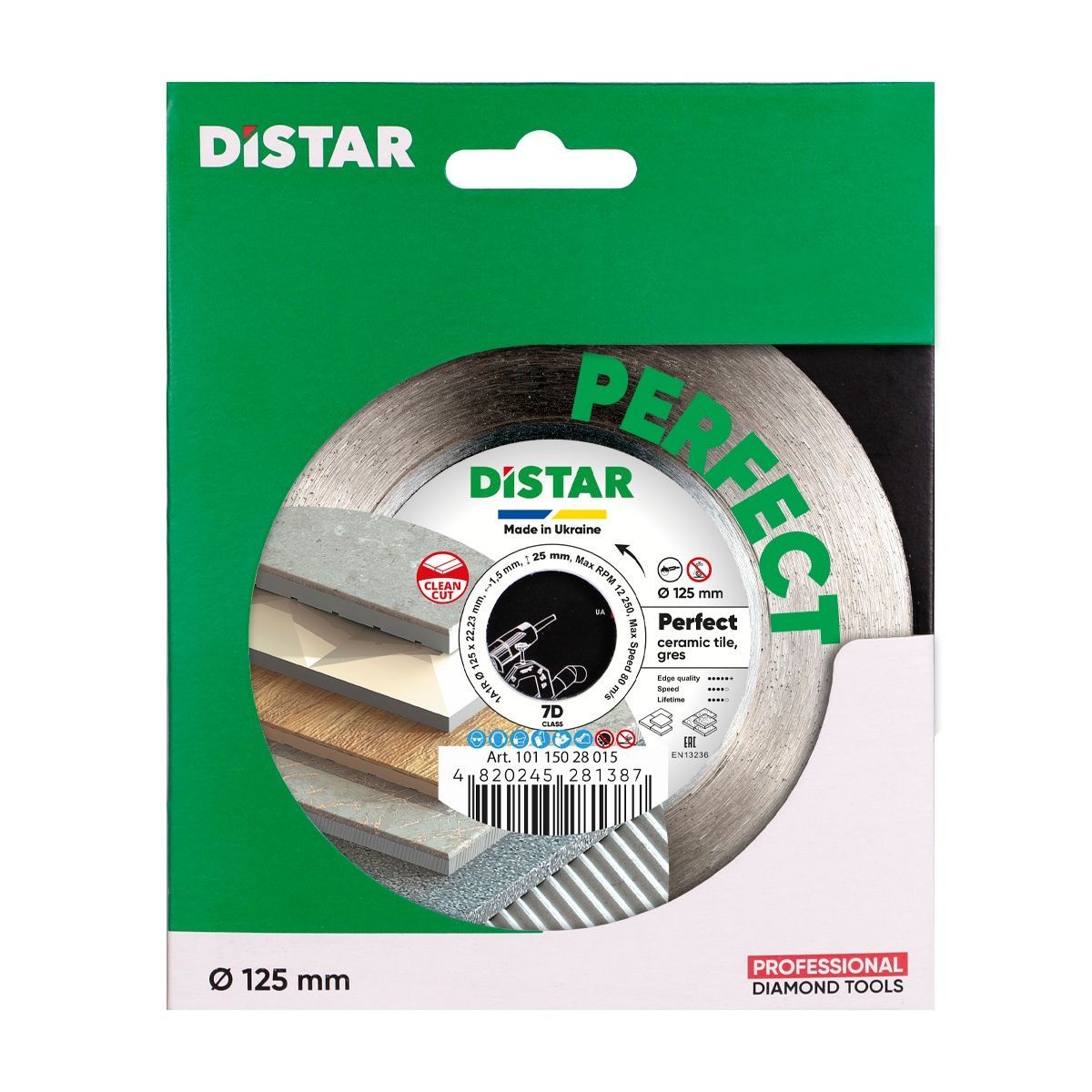 Круг алмазный отрезной 1A1R 125x1,5/0,9x25x22,23H Perfect