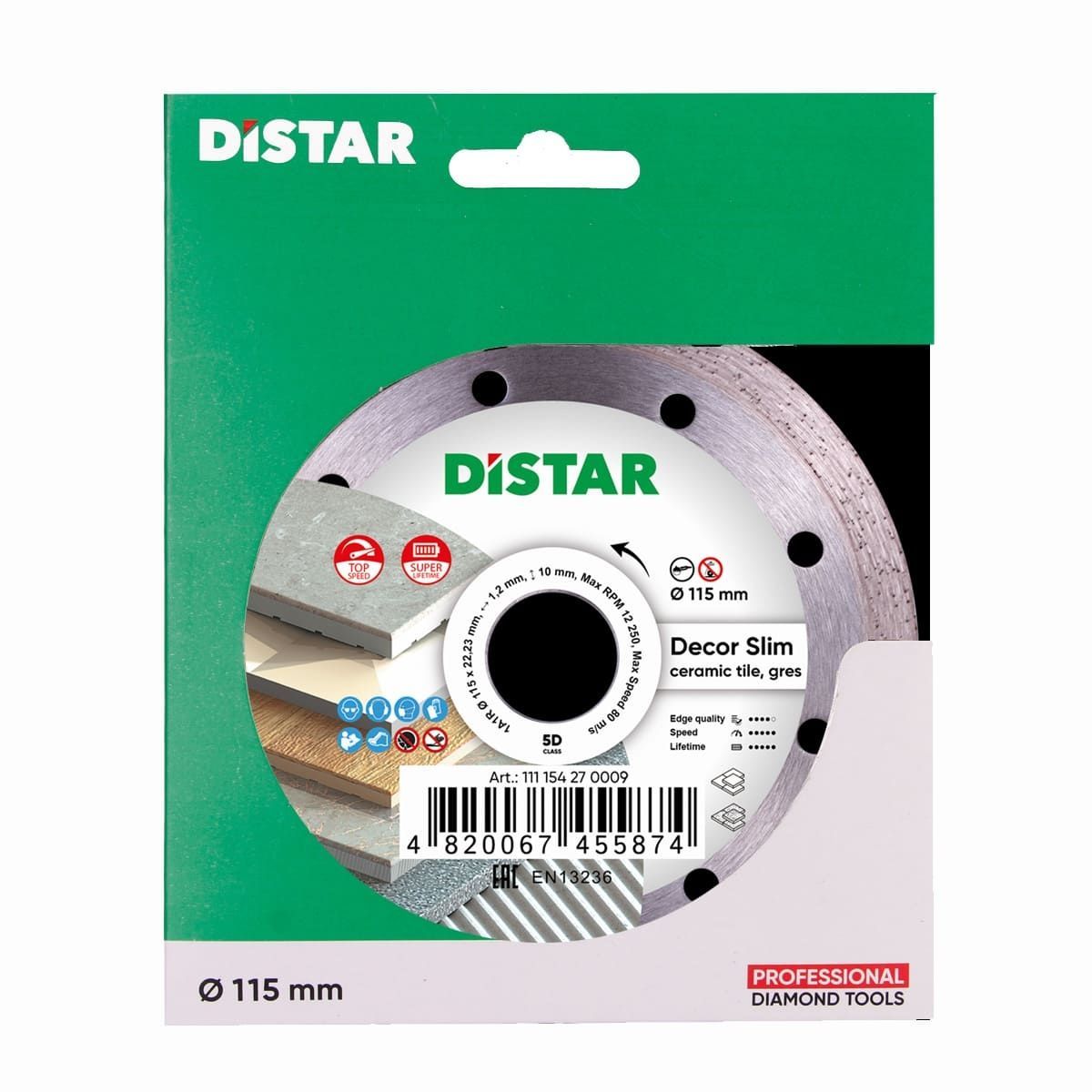 Круг алмазный отрезной 1A1R 115x1,2/1,0x8x22,23 Decor Slim
