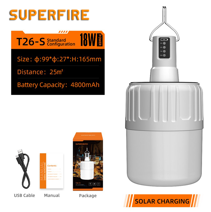 Ліхтар кемпінговий акумуляторний T26 SuperFire 420 Lumen IP42
