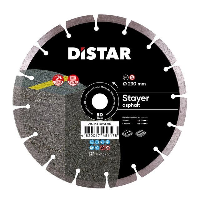 Круг алмазный отрезной 1A1RSS/C3 230x2,6/1,8x10x22,23-16-HIT STAYER