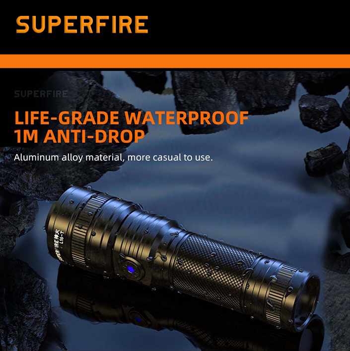 Ліхтар ручний акумуляторний L16-T SuperFire 900 Lumen IP43