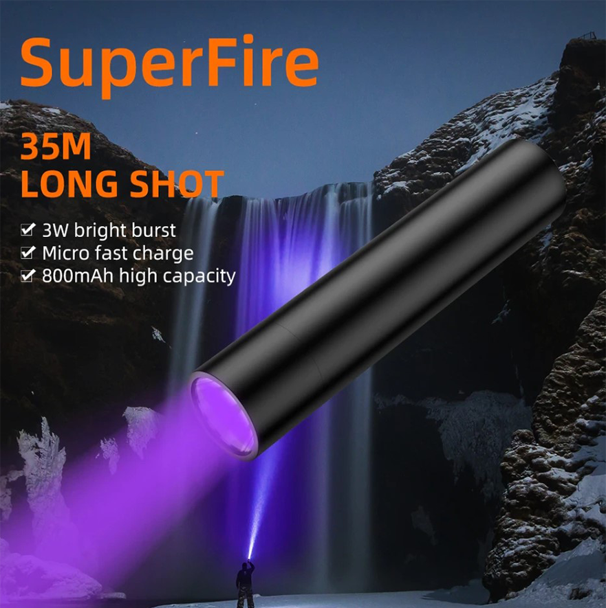 Ліхтар ультрофіолетовий акумуляторний S11-H SuperFire 800mAh