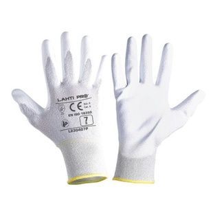 Перчатки антиэлектрические покрыты полиуретаном белые 10(XL) LahtiPro 2304